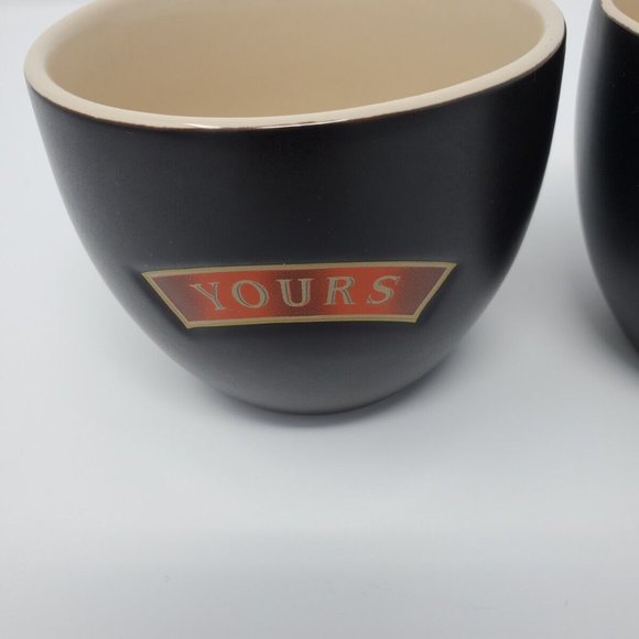 Pair Bailey's Irish Cream Promotional YOURS MINE Handless Dessert Bowl Mug Cups - Picture 3 of 7